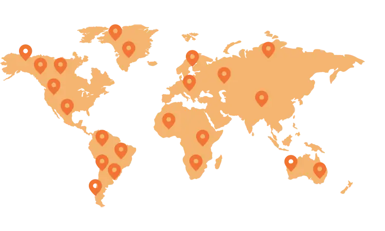 World map showing the countries where we have customers